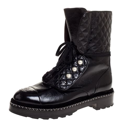 chanel combat boots pearl|chanel combat boots women.